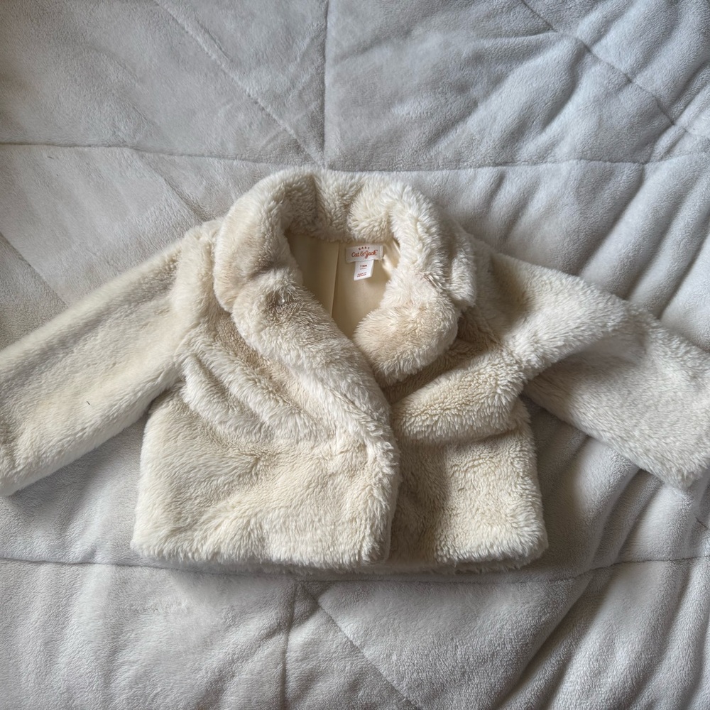 Cozy Cream Faux Fur Kids Jacket